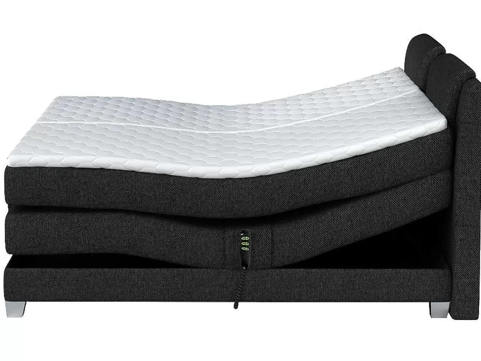 Palacio Conjunto Boxspring Cabeceira De Cama + Sommier De Relaxamento Eletrico + Colchão + Sobrecolchão Castel Da - 2X80X200 Cm - Tecido Antracite* Cama Articulada