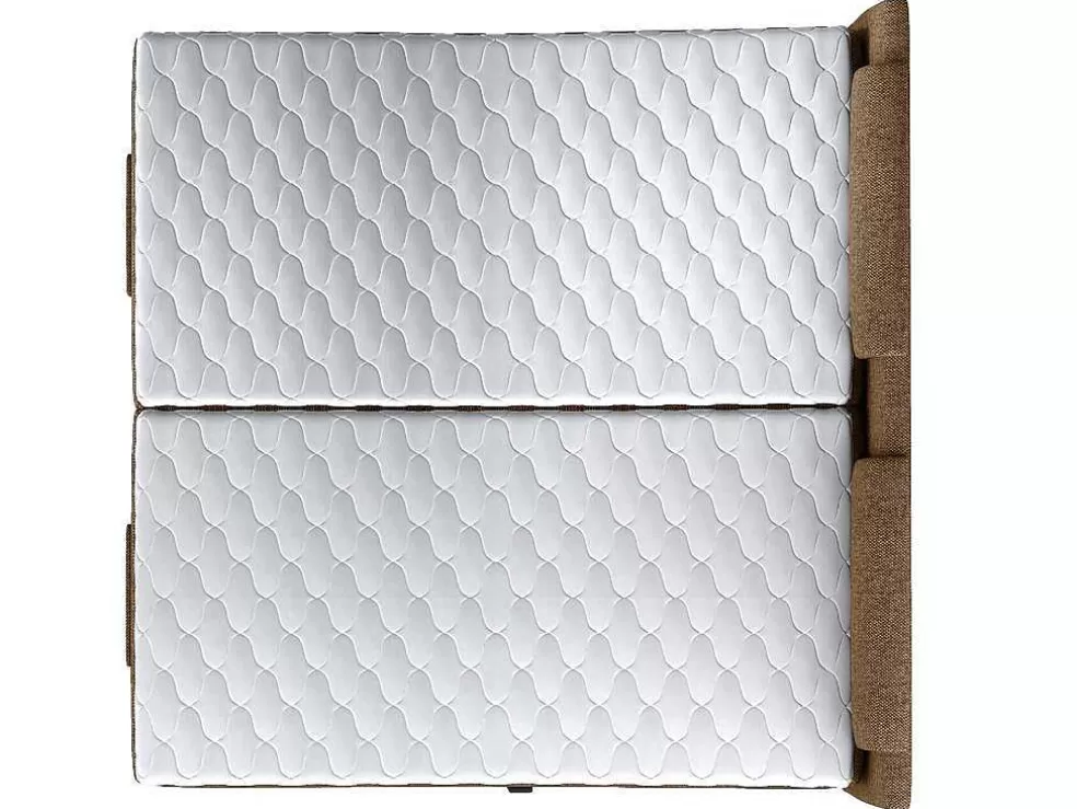 Palacio Conjunto Boxspring Cabeceira De Cama + Sommier De Relaxamento Eletrico + Colchão + Sobrecolchão Castel Da - 2X80X200 Cm - Tecido Bege* Cama De Adulto