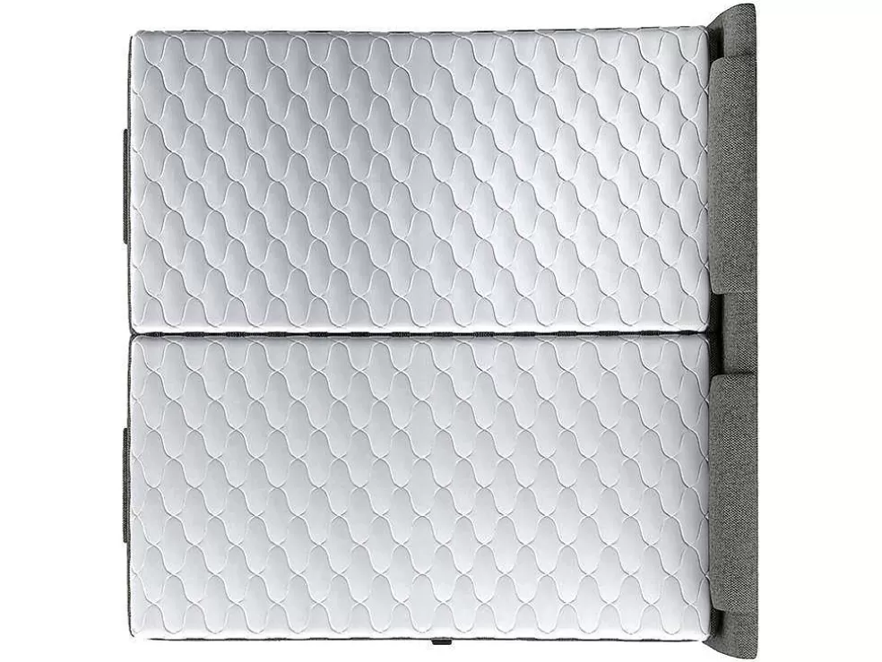 Palacio Conjunto Boxspring Cabeceira De Cama + Sommier De Relaxamento Eletrico + Colchão + Sobrecolchão Castel Da - 2X80X200 Cm - Tecido Cinza Claro* Cama Articulada