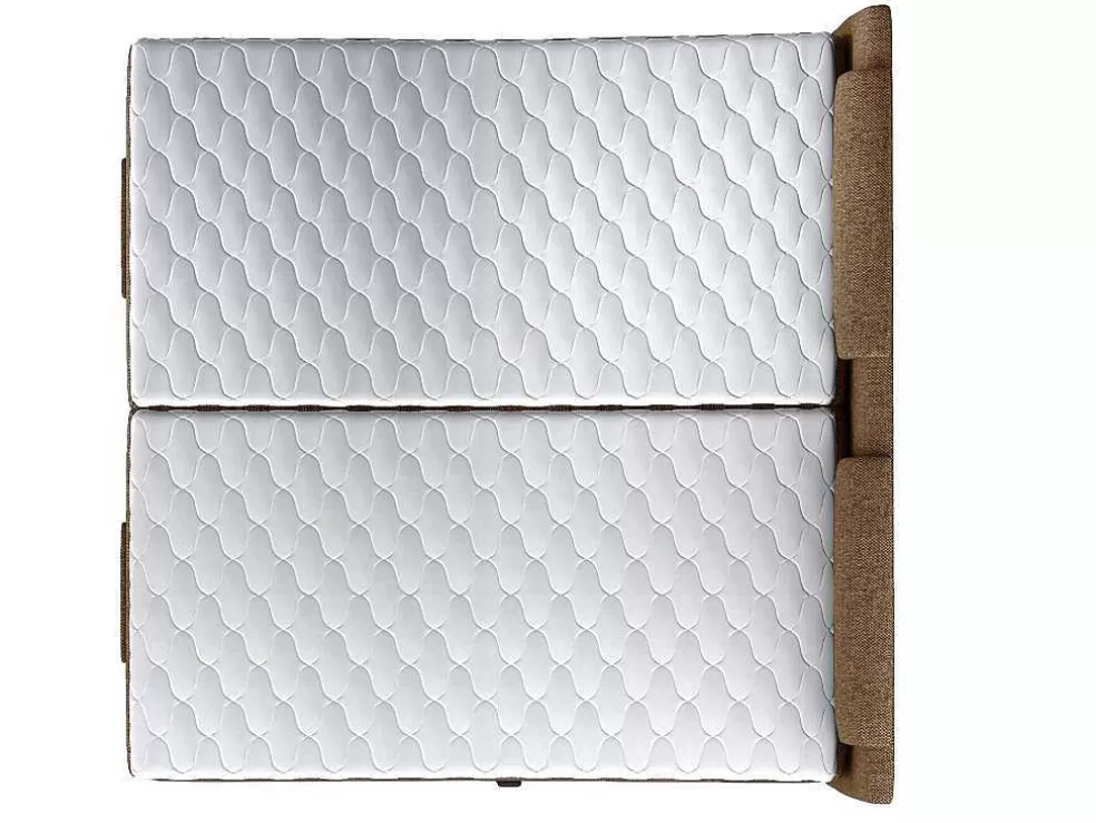 Palacio Conjunto Boxspring Cabeceira De Cama + Sommier De Relaxamento Eletrico + Colchão + Sobrecolchão Castel Da - 2X90X200 Cm -Tecido Bege* Cama De Adulto
