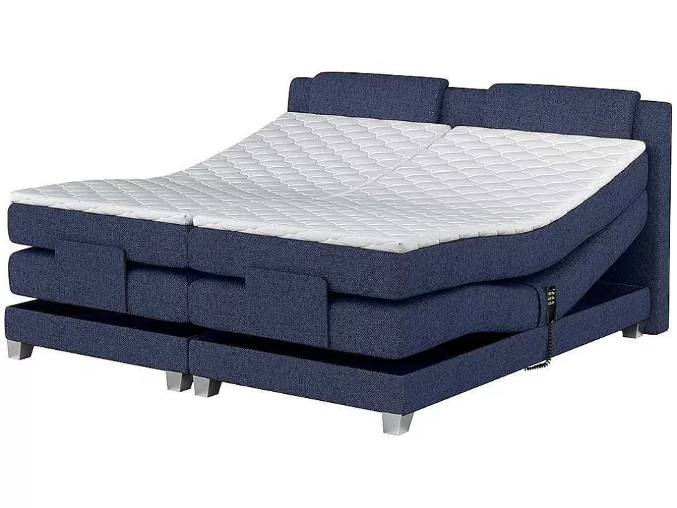 Palacio Conjunto Boxspring Cabeceira De Cama + Sommier De Relaxamento Eletrico + Colchão + Sobrecolchão Castel Da - 2X80X200 Cm -Tecido Efeito Ganga* Cama Articulada