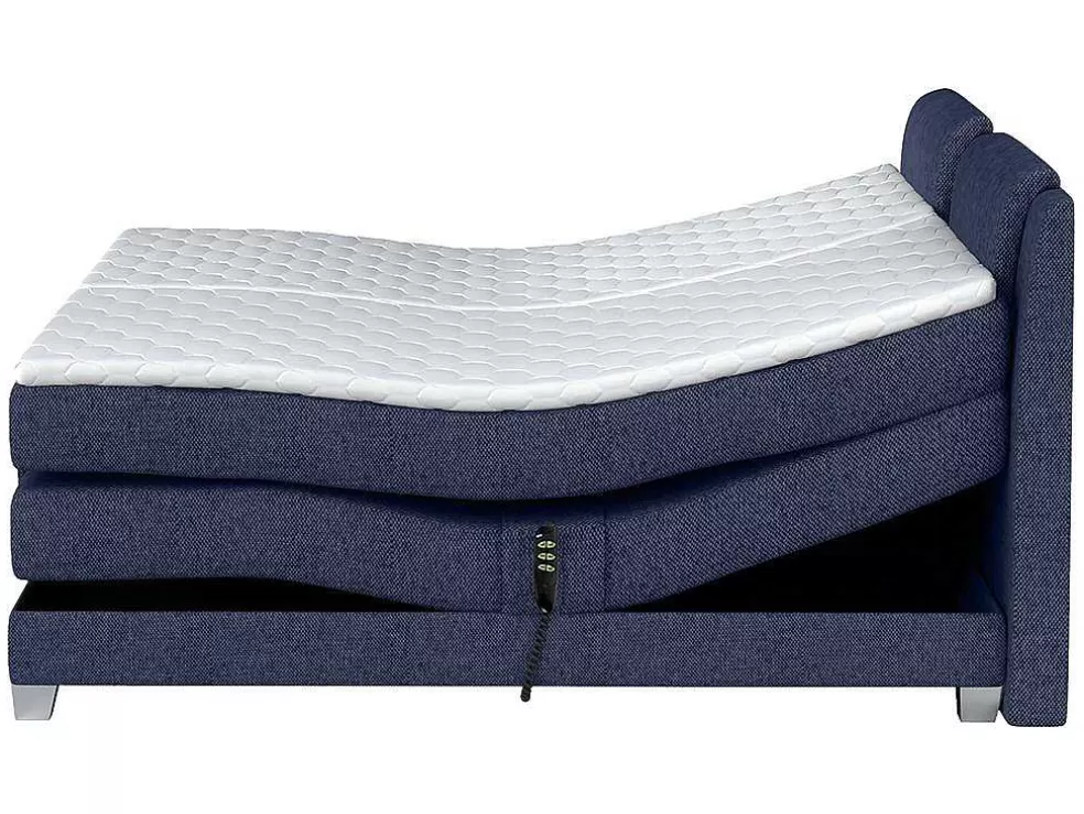 Palacio Conjunto Boxspring Cabeceira De Cama + Sommier De Relaxamento Eletrico + Colchão + Sobrecolchão Castel Da - 2X80X200 Cm -Tecido Efeito Ganga* Cama Articulada