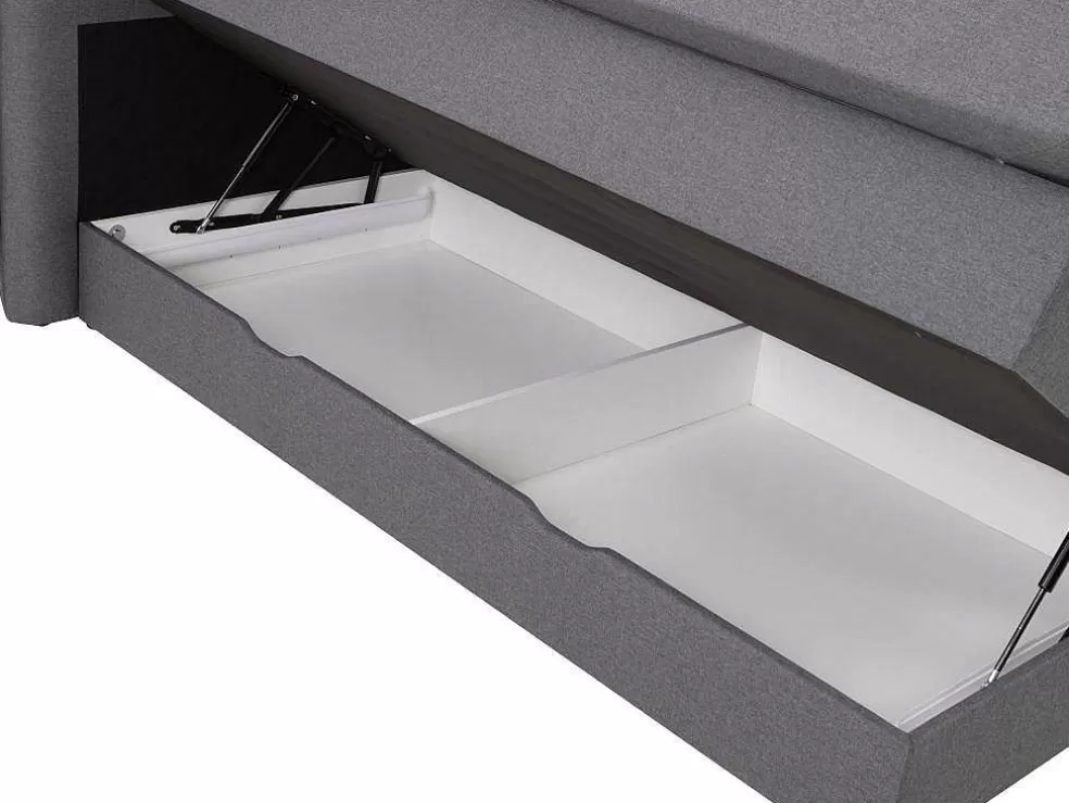 Palacio Conjunto Boxspring Cabeceira De Cama + Sommiers Com Arrumação + Colchão + Sobrecolchão, 180 X 200 Cm, Tecido Antracite - Perama Da * Cama Boxspring, Cama Continental