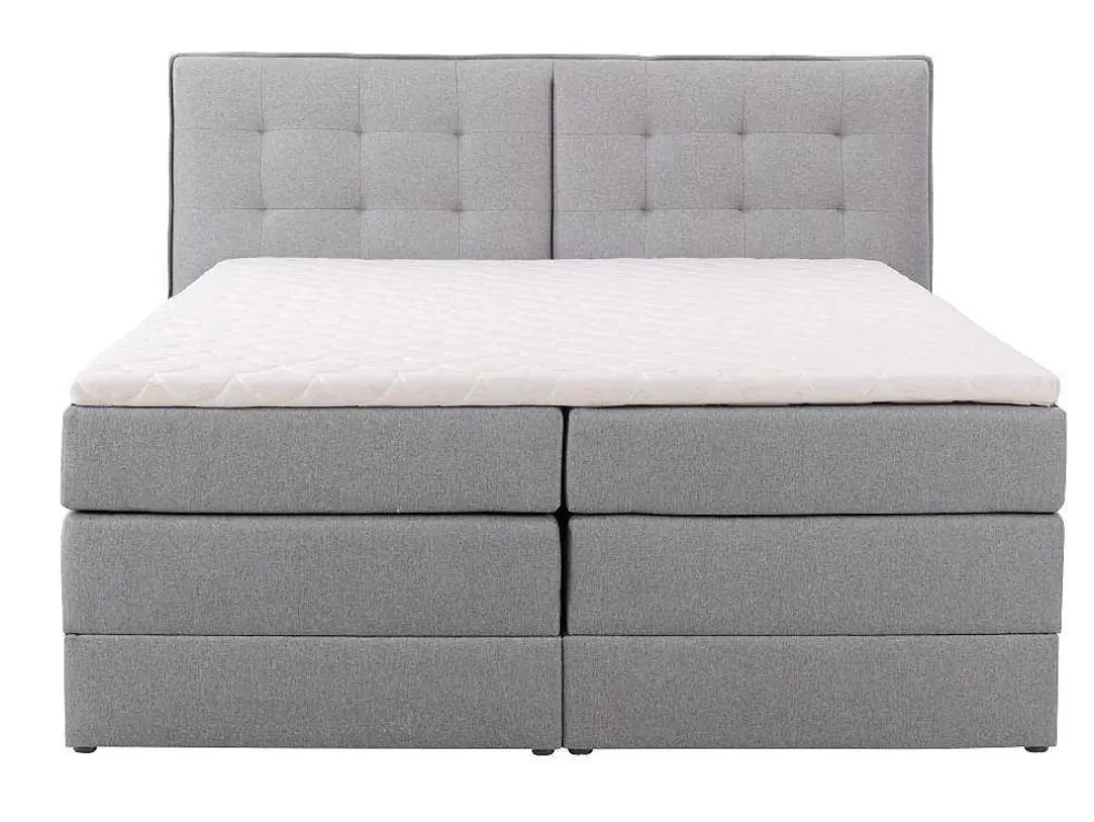 Palacio Conjunto Boxspring Cabeceira De Cama + Sommiers Com Arrumação + Colchão + Sobrecolchão, 180 X 200 Cm, Tecido Cinzento-Claro - Perama Da * Cama Boxspring, Cama Continental
