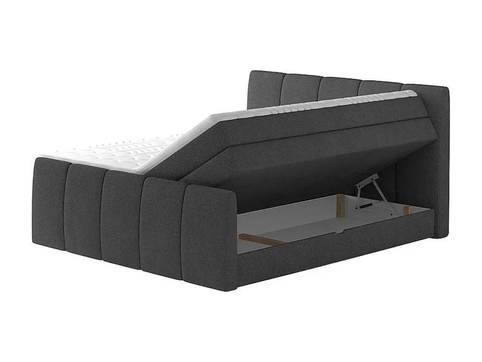 Palacio Conjunto Boxspring: Cabeceira, Sommier Com Espaco De Arrumação, Colchão, Sobrecolchão - Cinza Antracite - 160 X 200 Cm - Verone Da Dreamea* Cama Boxspring, Cama Continental