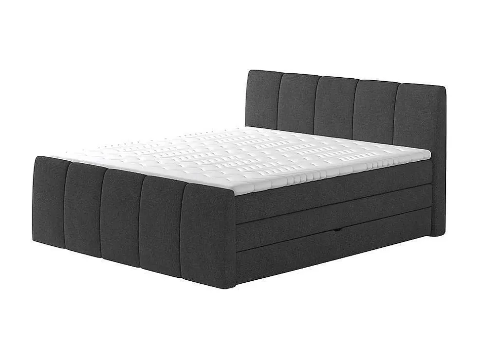 Palacio Conjunto Boxspring: Cabeceira, Sommier Com Espaco De Arrumação, Colchão, Sobrecolchão - Cinza Antracite - 160 X 200 Cm - Verone Da Dreamea* Cama Boxspring, Cama Continental