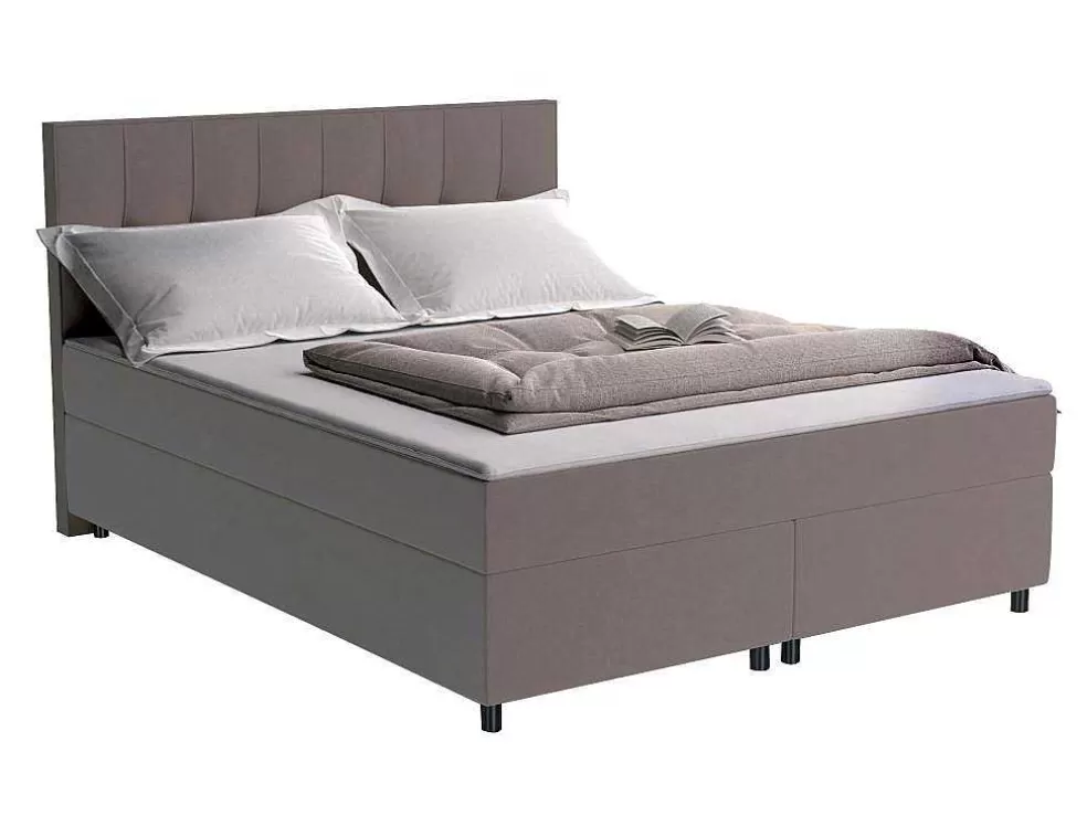 Ysmée Conjunto Boxspring Completo Cabeceira + Sommiers + Colchão + Sobrecolchão Siero Da Ysmee - 180 X 200 Cm - Tecido - Cinzento* Cama Boxspring, Cama Continental