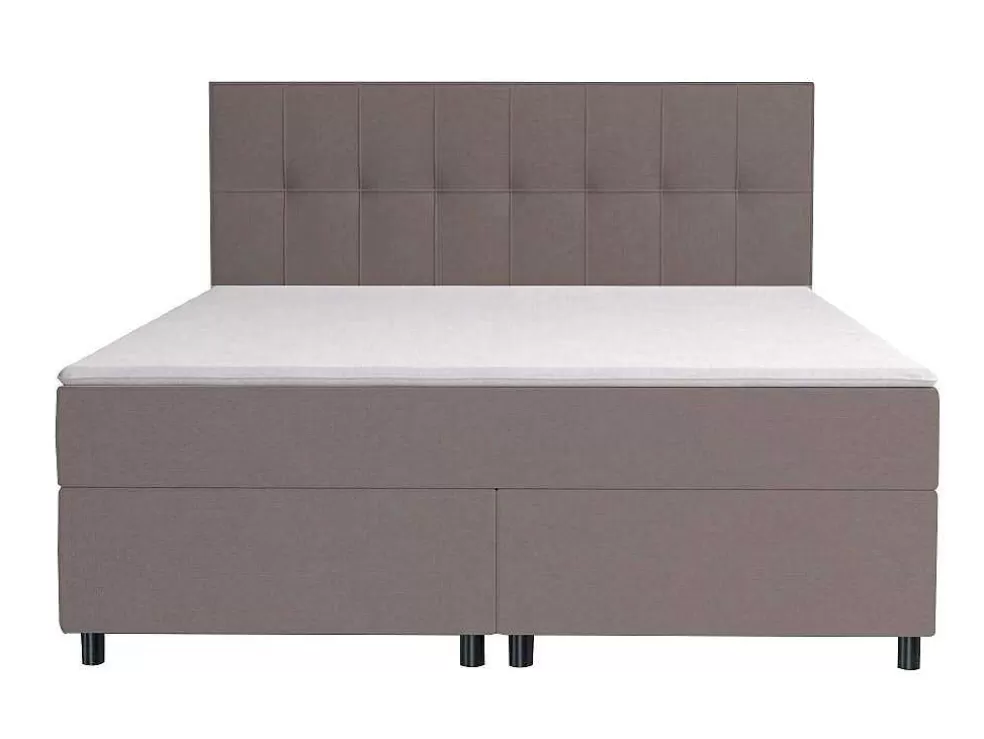 Ysmée Conjunto Boxspring Completo Cabeceira + Sommiers + Colchão + Sobrecolchão Siero Da Ysmee - 160X200 Cm - Tecido - Cinzento* Cama Boxspring, Cama Continental