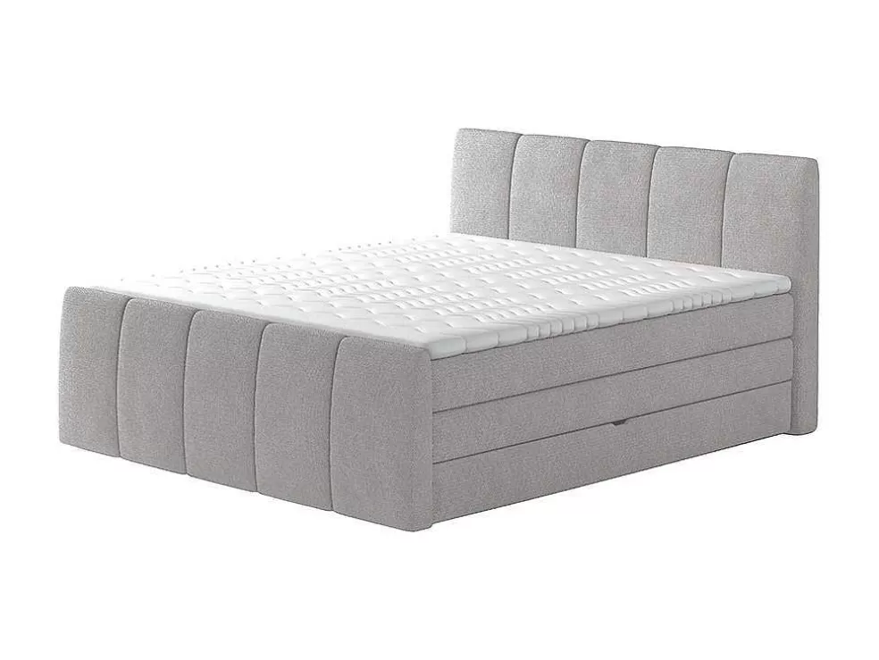 Palacio Conjunto Boxspring Completo Cabeceira De Cama + Sommiers Com Bau + Colchão + Sobrecolchão Verone - Cinza-Claro - 160X200 Cm* Cama Boxspring, Cama Continental