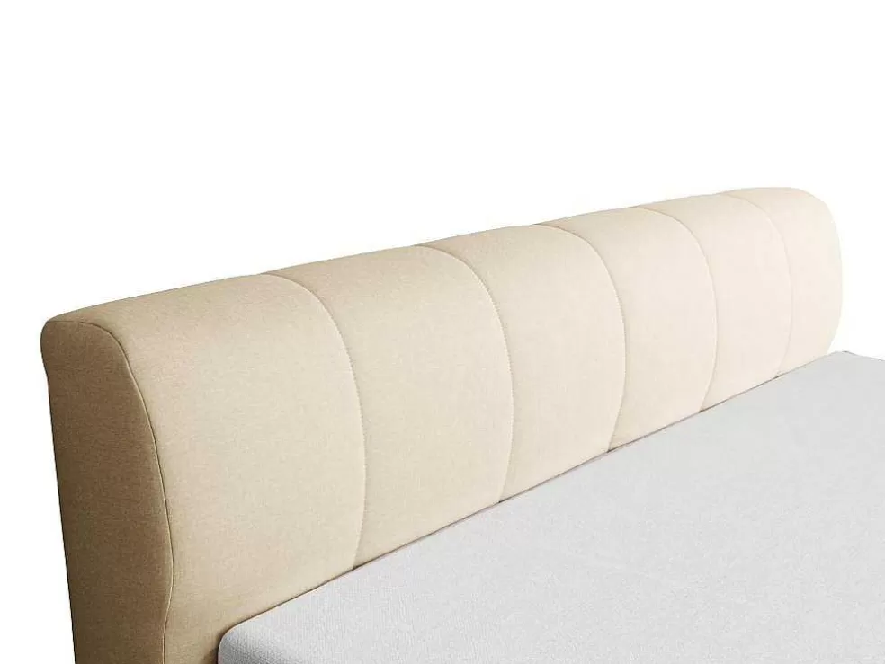 Ysmée Conjunto Completo Boxspring Cabeceira De Cama + Sommier Com Leds + Colchão 180X200 Cm Tecido Bege - Otaru De Ysmee* Cama Boxspring, Cama Continental