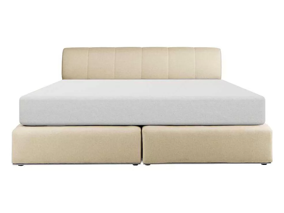 Ysmée Conjunto Completo Boxspring Cabeceira De Cama + Sommier Com Leds + Colchão 180X200 Cm Tecido Bege - Otaru De Ysmee* Cama Boxspring, Cama Continental