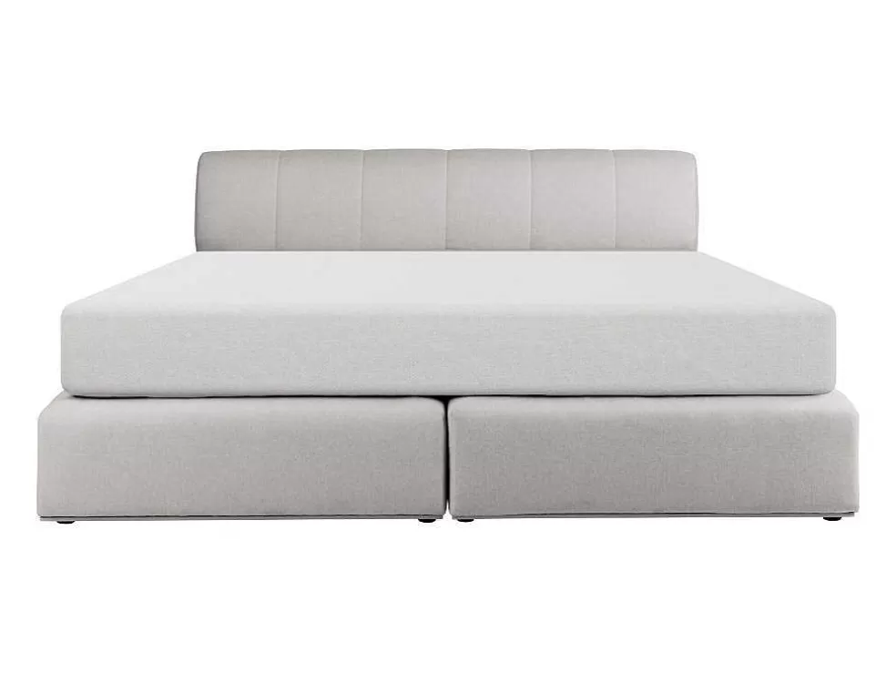 Ysmée Conjunto Completo Boxspring Cabeceira De Cama + Sommier Com Leds + Colchão 160X200 Cm Tecido Cinza - Otaru De Ysmee* Cama Boxspring, Cama Continental