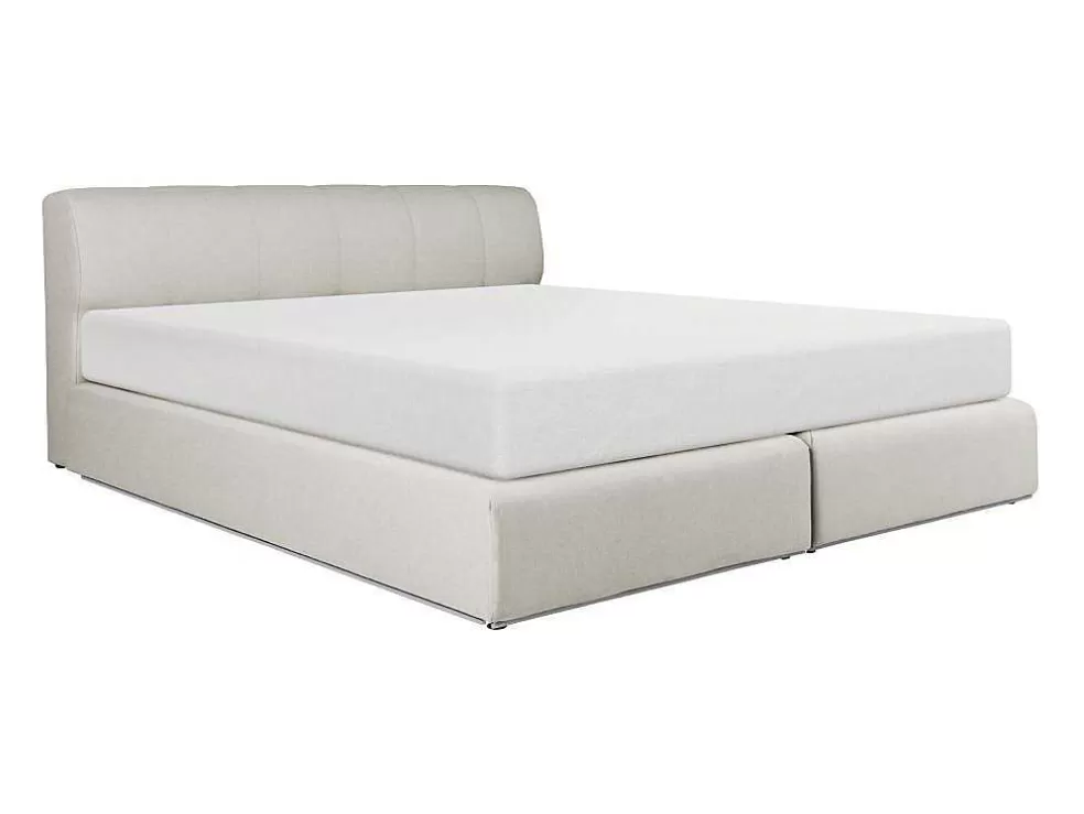 Ysmée Conjunto Completo Boxspring Cabeceira De Cama + Sommier Com Leds + Colchão 160X200 Cm Tecido Cinza - Otaru De Ysmee* Cama Boxspring, Cama Continental