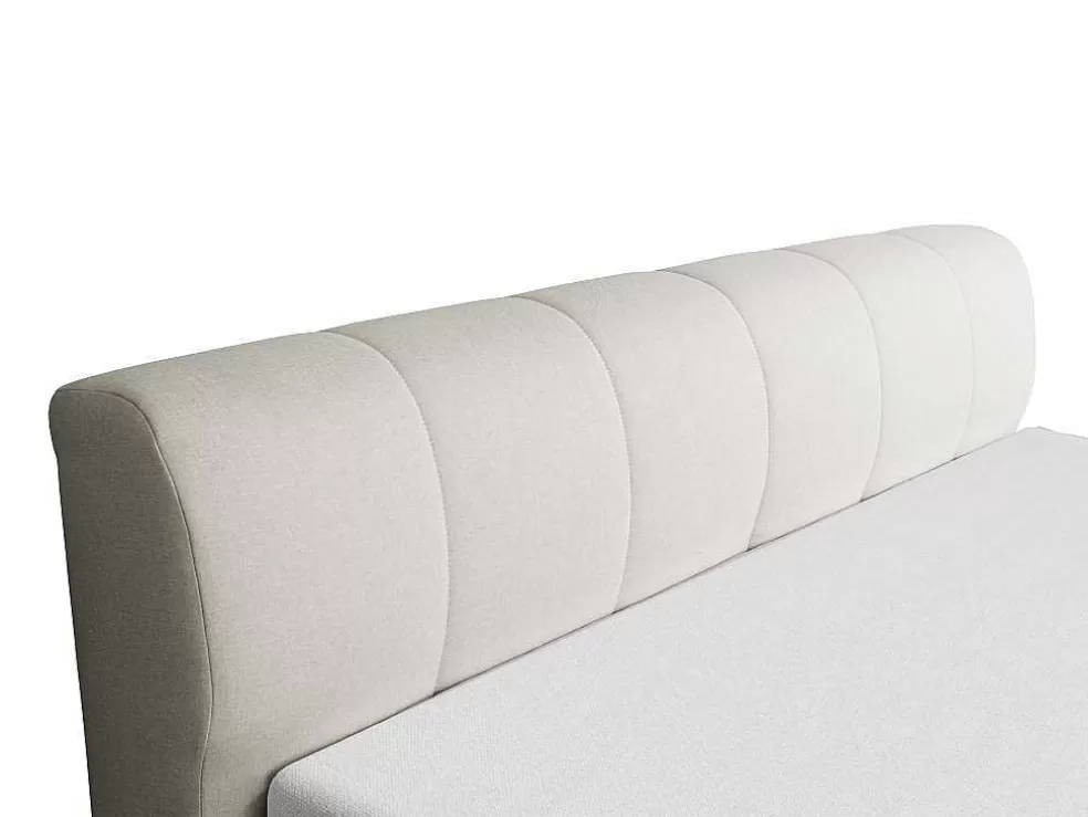 Ysmée Conjunto Completo Boxspring Cabeceira De Cama + Sommier Com Leds + Colchão 160X200 Cm Tecido Cinza - Otaru De Ysmee* Cama Boxspring, Cama Continental