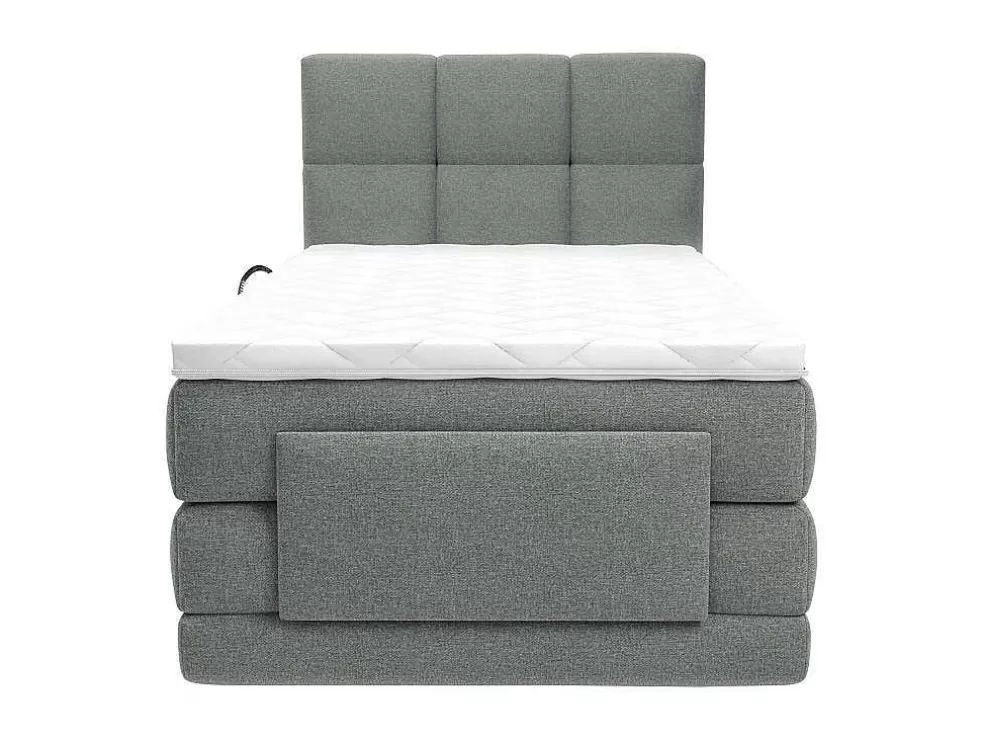 Palacio Conjunto Completo Boxspring, Cabeceira De Cama Acolchoada + Sommiers Articulados Eletricos + Colchão + Sobrecolchão 100X200 Cm Tecido Cinzento-Claro - Lodi Da * Cama Articulada