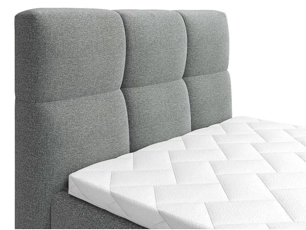 Palacio Conjunto Completo Boxspring, Cabeceira De Cama Acolchoada + Sommiers Articulados Eletricos + Colchão + Sobrecolchão 100X200 Cm Tecido Cinzento-Claro - Lodi Da * Cama Articulada