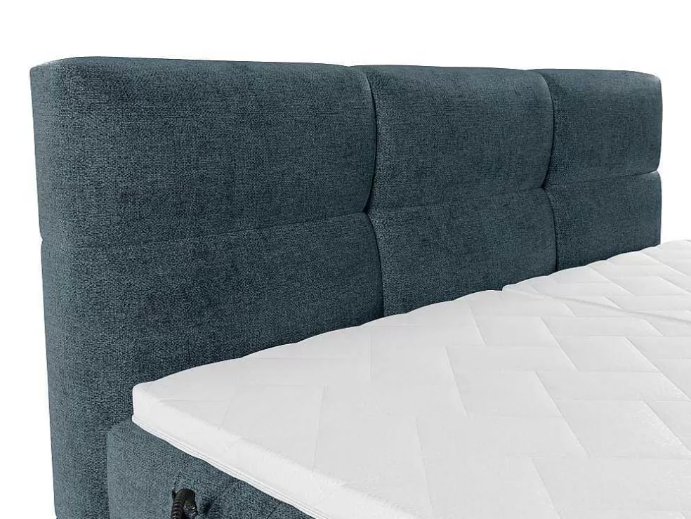 Palacio Conjunto Completo Boxspring Cabeceira De Cama Acolchoada + Sommiers Articulados Eletricos + Colchão + Sobrecolchão 2X80X200 Cm Tecido Azul - Lodi De * Cama Articulada
