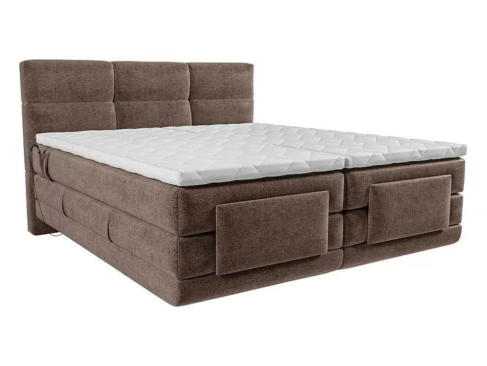 Palacio Conjunto Completo Boxspring Cabeceira De Cama Acolchoada + Sommiers Articulados Eletricos + Colchão + Sobrecolchão 2X90X200 Cm Tecido Castanho - Lodi De * Cama Articulada