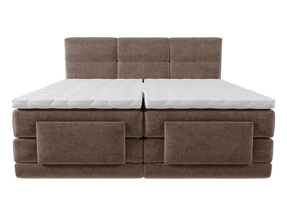 Palacio Conjunto Completo Boxspring Cabeceira De Cama Acolchoada + Sommiers Articulados Eletricos + Colchão + Sobrecolchão 2X80X200 Cm Tecido Castanho - Lodi De * Cama Articulada