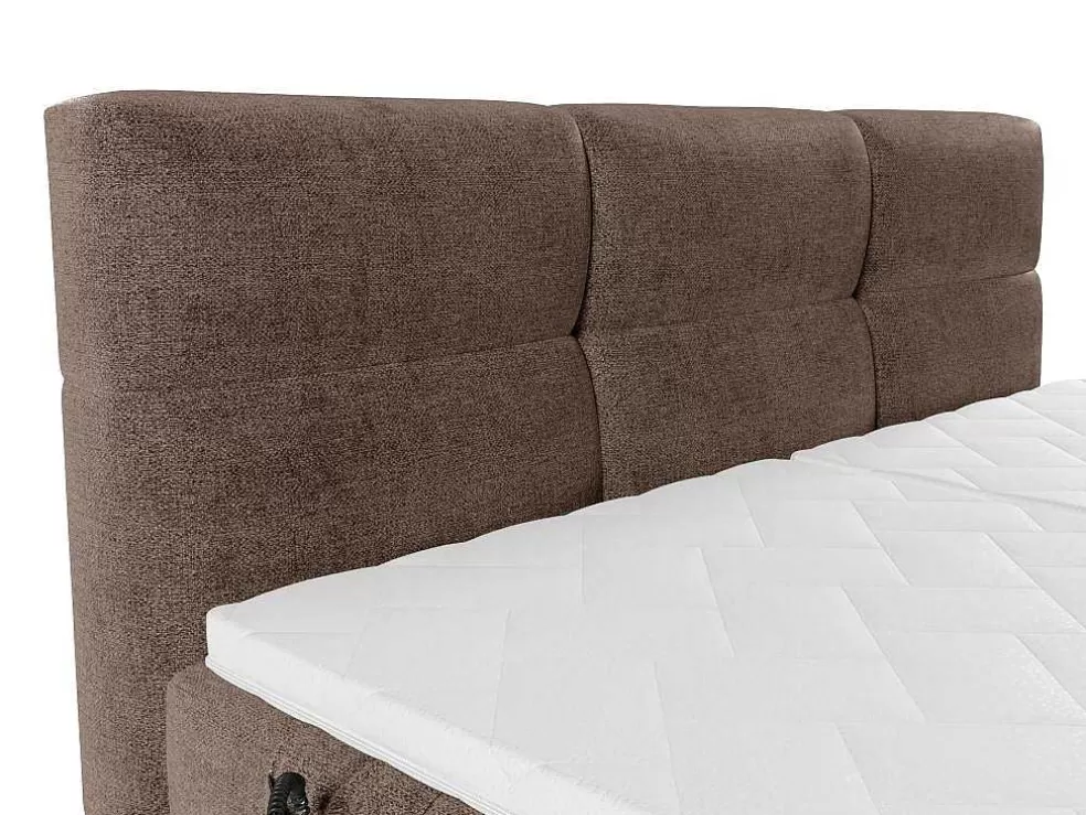 Palacio Conjunto Completo Boxspring Cabeceira De Cama Acolchoada + Sommiers Articulados Eletricos + Colchão + Sobrecolchão 2X90X200 Cm Tecido Castanho - Lodi De * Cama Articulada