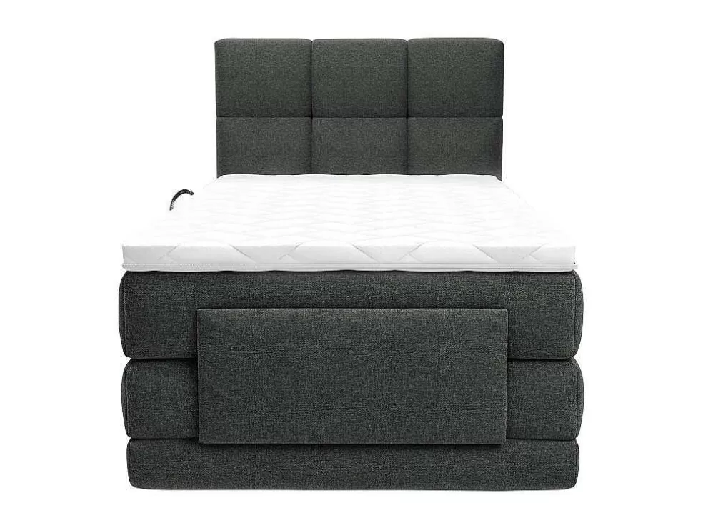 Palacio Conjunto Completo Boxspring, Cabeceira De Cama Acolchoada + Sommiers Articulados Eletricos + Colchão 100X200 Cm Tecido Antracite - Lodi Da * Cama Articulada