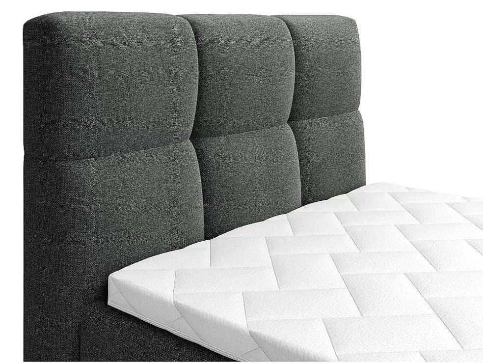 Palacio Conjunto Completo Boxspring, Cabeceira De Cama Acolchoada + Sommiers Articulados Eletricos + Colchão 100X200 Cm Tecido Antracite - Lodi Da * Cama Articulada
