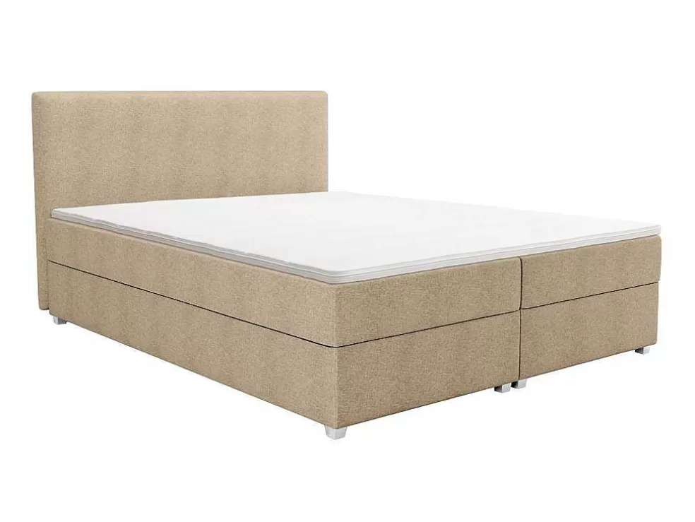 Ysmée Conjunto Completo Boxspring Com Cabeceira + Sommier + Colchão + Sobrecolchão 160 X 200 Cm Tecido Bege - Onan De Ysmee* Cama Boxspring, Cama Continental