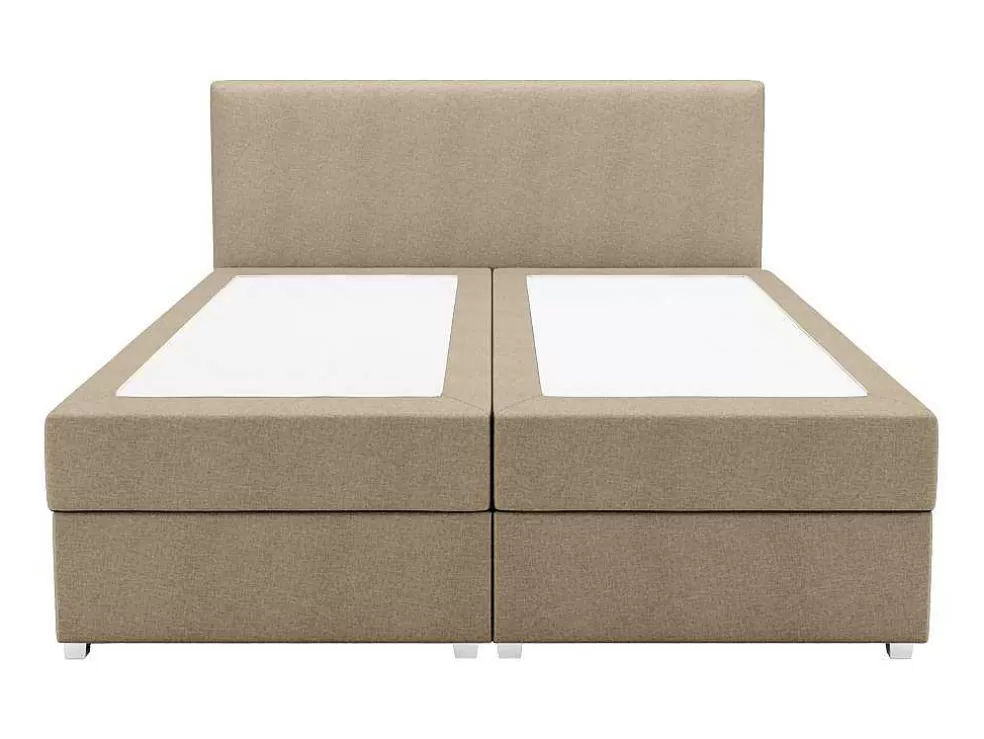 Ysmée Conjunto Completo Boxspring Com Cabeceira + Sommier + Colchão + Sobrecolchão 160 X 200 Cm Tecido Bege - Onan De Ysmee* Cama Boxspring, Cama Continental