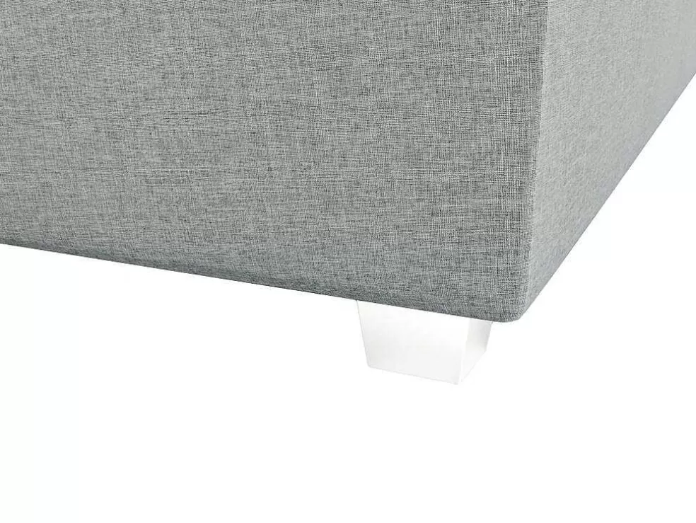 Ysmée Conjunto Completo Boxspring Com Cabeceira + Sommier + Colchão + Sobrecolchão 160 X 200 Cm Tecido Cinza-Claro - Onan De Ysmee* Cama Boxspring, Cama Continental