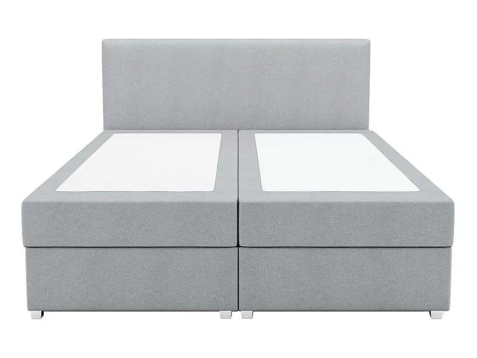 Ysmée Conjunto Completo Boxspring Com Cabeceira + Sommier + Colchão + Sobrecolchão 180 X 200 Cm Tecido Cinza-Claro - Onan De Ysmee* Cama Boxspring, Cama Continental