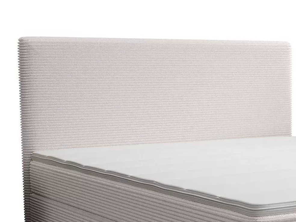 Ysmée Conjunto Completo Boxspring Com Cabeceira + Sommier + Colchão + Sobrecolchão 160 X 200 Cm Veludo Canelado Bege - Nara De Ysmee* Cama Boxspring, Cama Continental