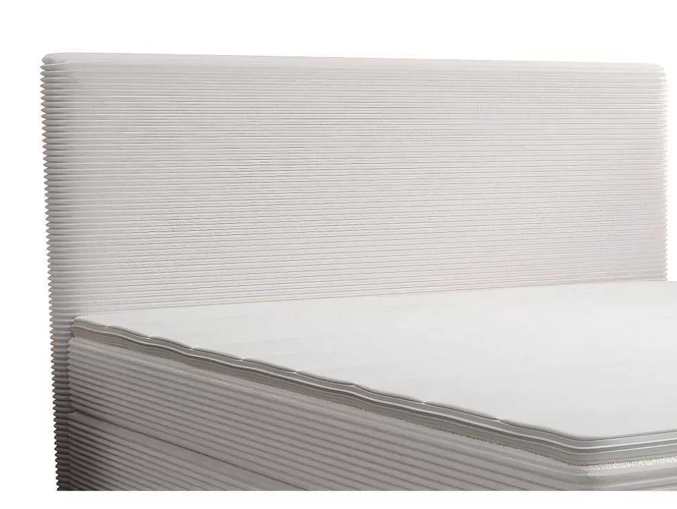 Ysmée Conjunto Completo Boxspring Com Cabeceira + Sommier + Colchão + Sobrecolchão 180 X 200 Cm Veludo Canelado Bege - Nara De Ysmee* Cama De Adulto