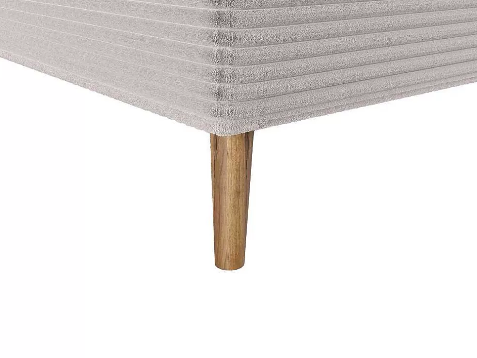Ysmée Conjunto Completo Boxspring Com Cabeceira + Sommier + Colchão + Sobrecolchão 180 X 200 Cm Veludo Canelado Bege - Nara De Ysmee* Cama De Adulto