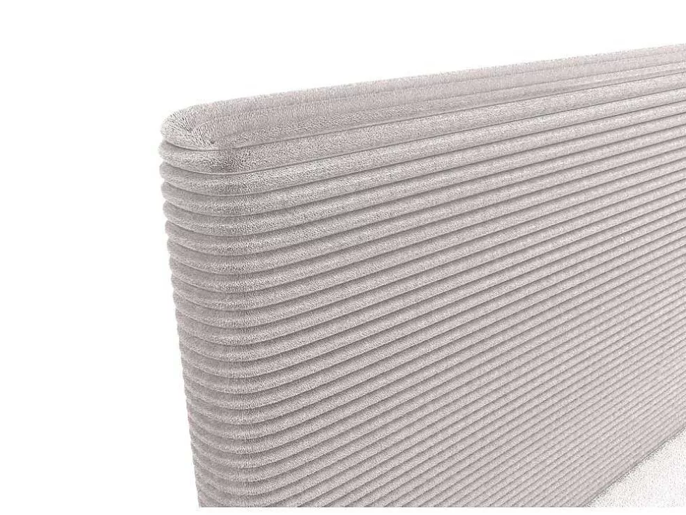 Ysmée Conjunto Completo Boxspring Com Cabeceira + Sommier + Colchão + Sobrecolchão 180 X 200 Cm Veludo Canelado Bege - Nara De Ysmee* Cama De Adulto