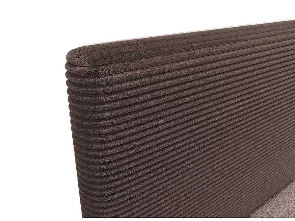Ysmée Conjunto Completo Boxspring Com Cabeceira + Sommier + Colchão + Sobrecolchão 160 X 200 Cm Veludo Canelado Castanho - Nara De Ysmee* Cama Boxspring, Cama Continental