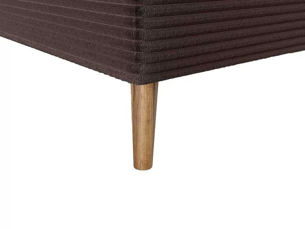 Ysmée Conjunto Completo Boxspring Com Cabeceira + Sommier + Colchão + Sobrecolchão 180 X 200 Cm Veludo Canelado Castanho - Nara De Ysmee* Cama Boxspring, Cama Continental
