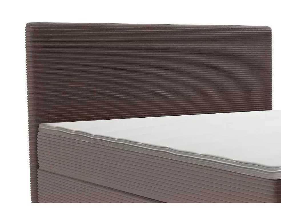 Ysmée Conjunto Completo Boxspring Com Cabeceira + Sommier + Colchão + Sobrecolchão 180 X 200 Cm Veludo Canelado Castanho - Nara De Ysmee* Cama Boxspring, Cama Continental
