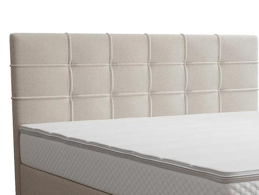 Ysmée Conjunto Completo Boxspring Com Cabeceira Estofada + Sommier + Colchão + Sobrecolchão 160 X 200 Cm Tecido Bege - Inao De Ysmee* Cama Boxspring, Cama Continental
