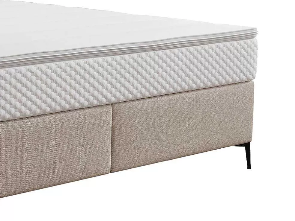 Ysmée Conjunto Completo Boxspring Com Cabeceira Estofada + Sommier + Colchão + Sobrecolchão 160 X 200 Cm Tecido Bege - Inao De Ysmee* Cama Boxspring, Cama Continental