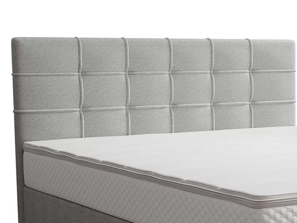Ysmée Conjunto Completo Boxspring Com Cabeceira Estofada + Sommier + Colchão + Sobrecolchão 180 X 200 Cm Tecido Cinza-Claro - Inao De Ysmee* Cama Boxspring, Cama Continental