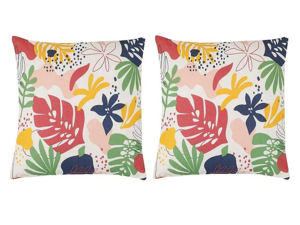 OZAIA Conjunto De 2 Almofadas Floridas Em Algodao 45 X 45 Cm Multicolor - Bariola* Decoração De Jardim