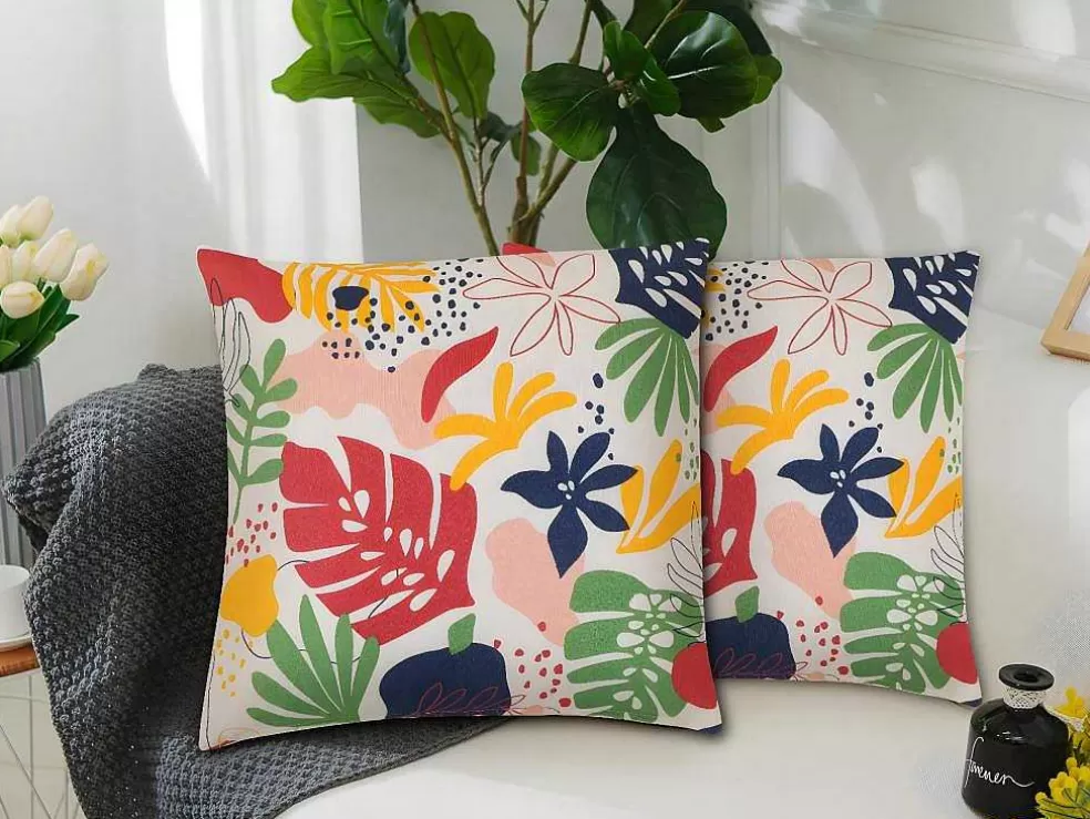 OZAIA Conjunto De 2 Almofadas Floridas Em Algodao 45 X 45 Cm Multicolor - Bariola* Decoração De Jardim