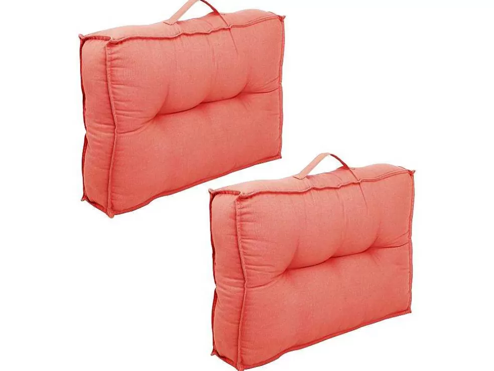 OZAIA Conjunto De 2 Almofadas Para Paletes Em Algodao 40 X 60 X 12 Cm Cor Coral - Baila* Decoração De Jardim