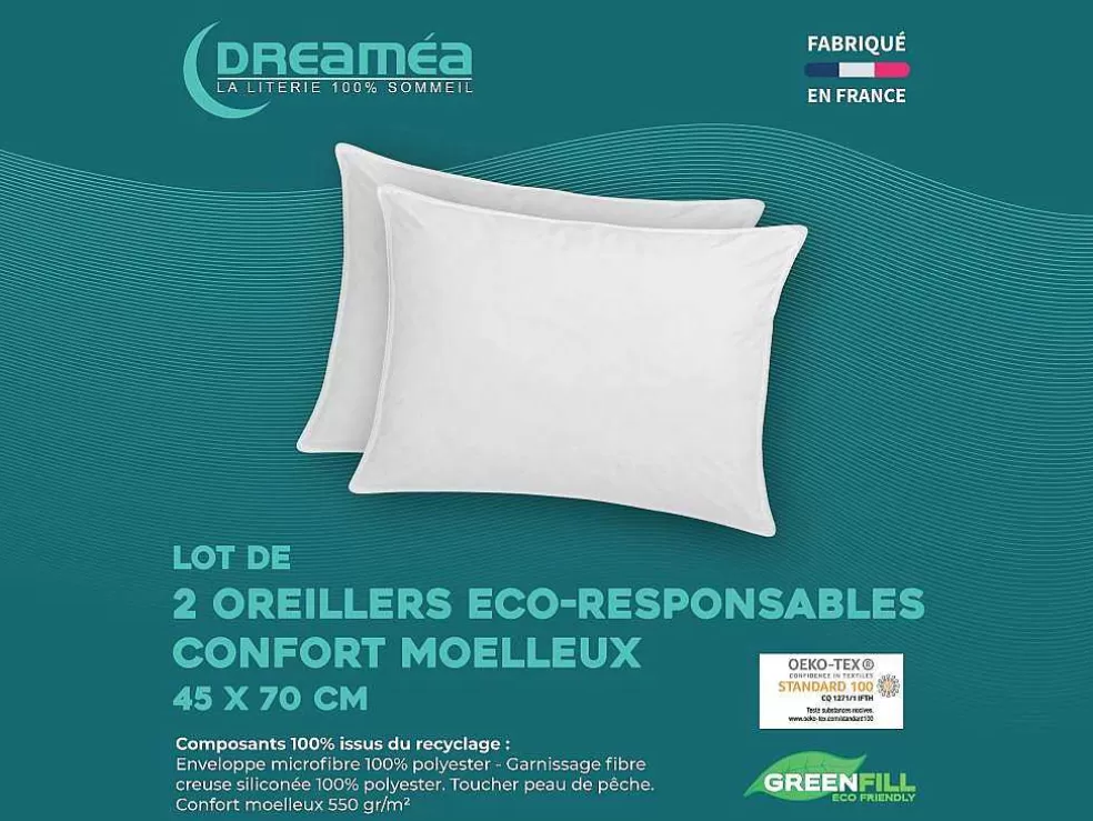 DREAMEA Conjunto De 2 Almofadas Recicladas De 45 X 70 Cm Da Com Capa 100% Microfibra - Rosa* Almofada