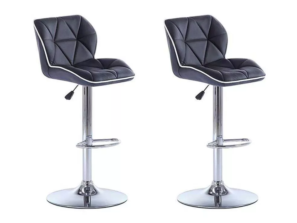 Vente-unique Conjunto De 2 Bancos Altos Calvin - Pele Sintética - Altura Ajustavel - Preto* Bancos De Bar