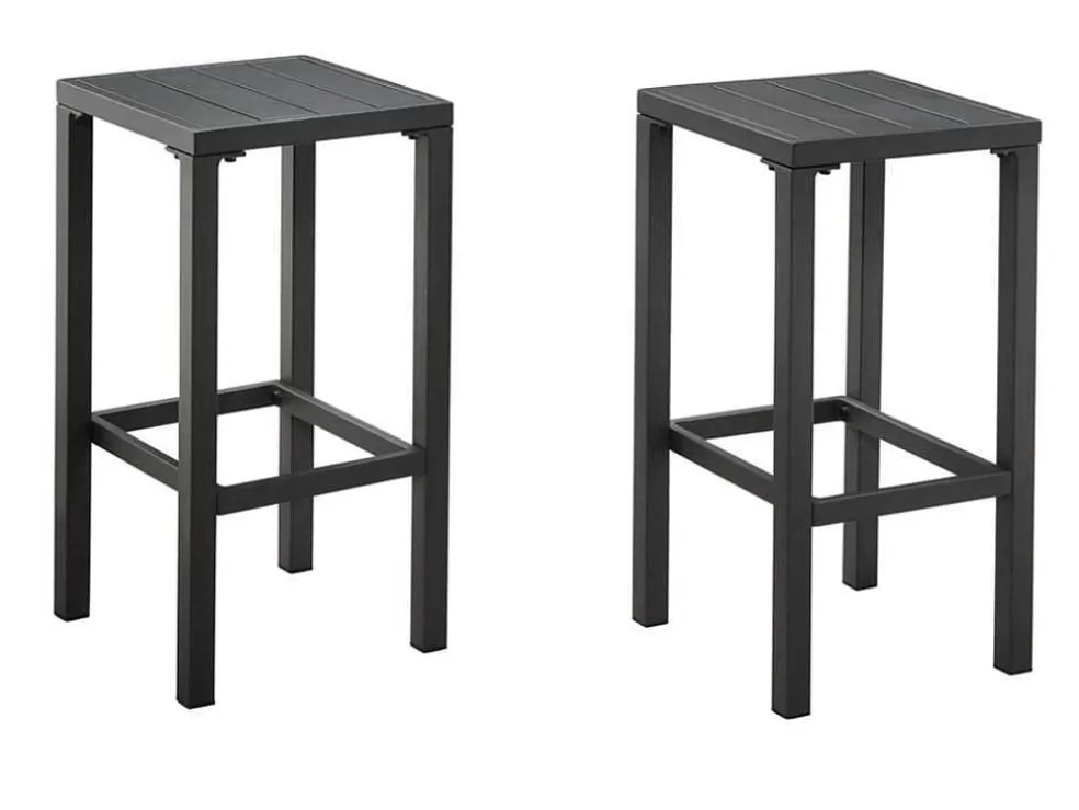 MYLIA Conjunto De 2 Bancos Altos De Jardim Em Aluminio - Cinza Escuro - Walpole De * Bar De Jardim