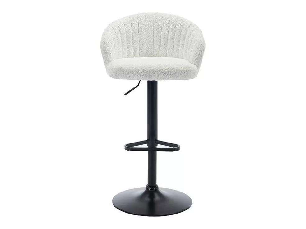 Vente-unique Conjunto De 2 Bancos Altos Em Tecido Boucle E Metal Branco - Doraliz* Bancos De Bar