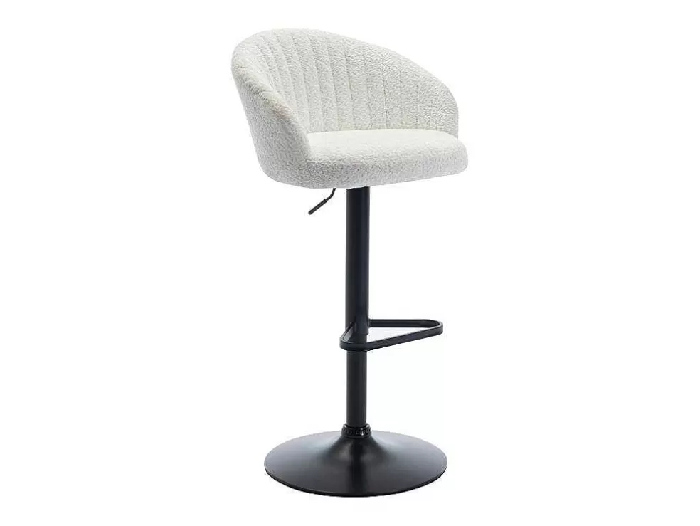 Vente-unique Conjunto De 2 Bancos Altos Em Tecido Boucle E Metal Branco - Doraliz* Bancos De Bar
