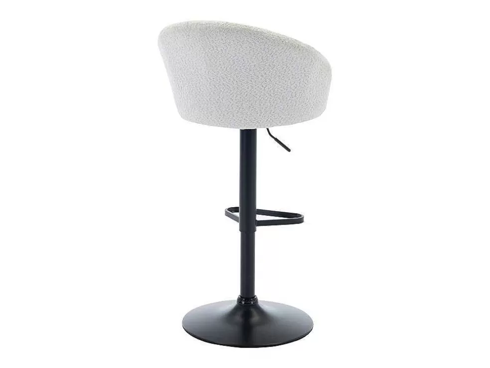 Vente-unique Conjunto De 2 Bancos Altos Em Tecido Boucle E Metal Branco - Doraliz* Bancos De Bar