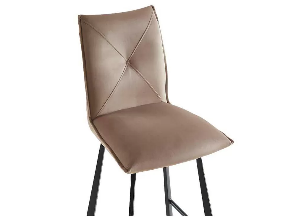 Vente-unique Conjunto De 2 Bancos Altos Em Veludo E Metal Cor Taupe - Indilane* Bancos De Bar
